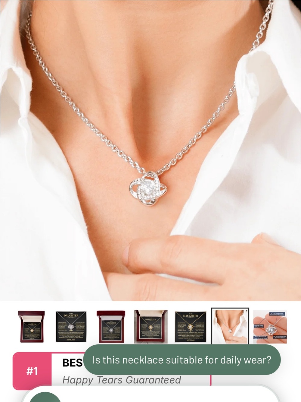 Sterling Silver Crystal Knot Pendant Necklace - Silver